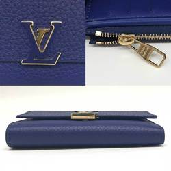 Louis Vuitton Portefeuille Capucines Compact Navy Tri-fold Wallet Taurillon M63714 LOUIS VUITTON