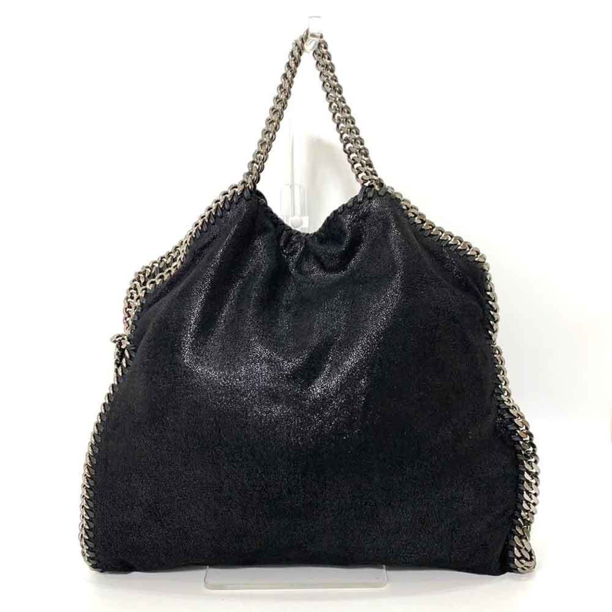 Stella McCartney Bag Falabella Shaggy Deer Foldover Tote Black Chain Handbag Shoulder 2way Women's 234387 STELLAMcCARTNEY