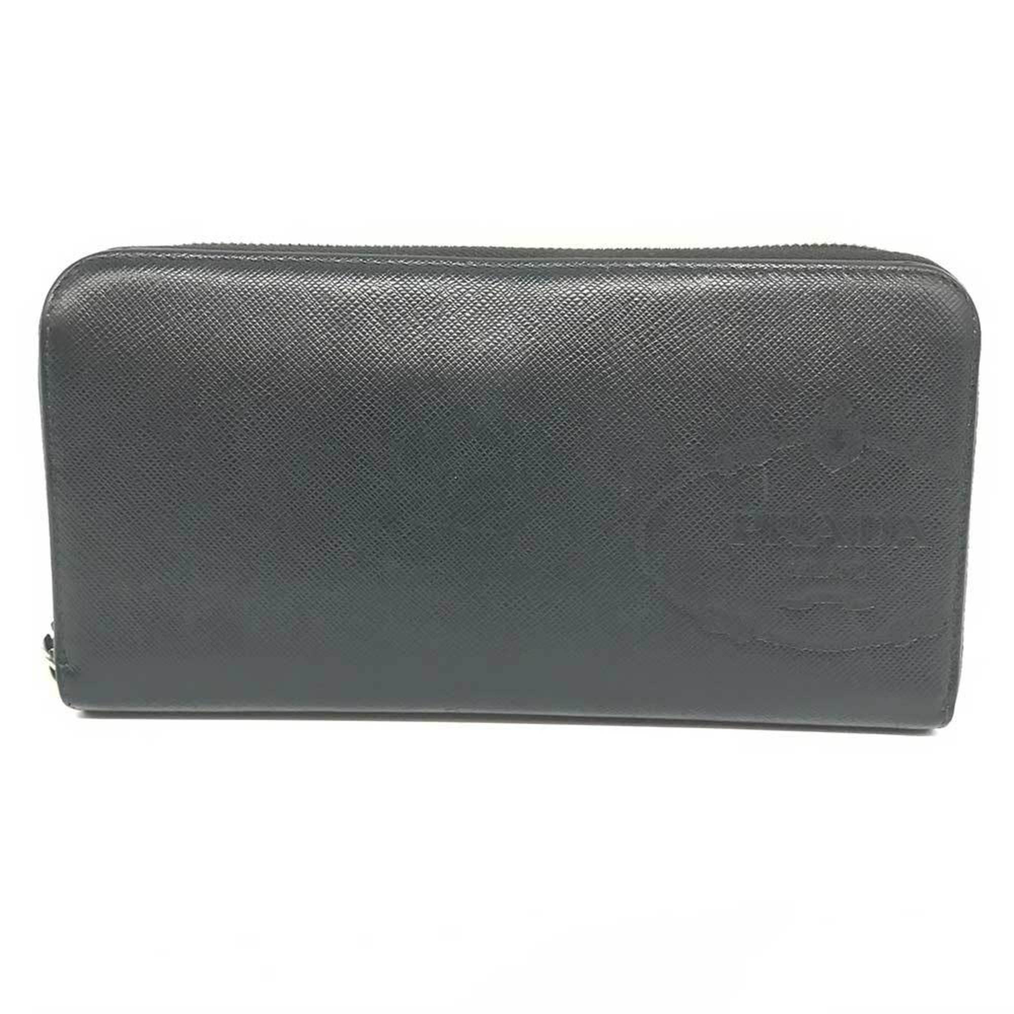 Prada Round Saffiano Leather Nero Black Long Wallet 2ML317 PRADA