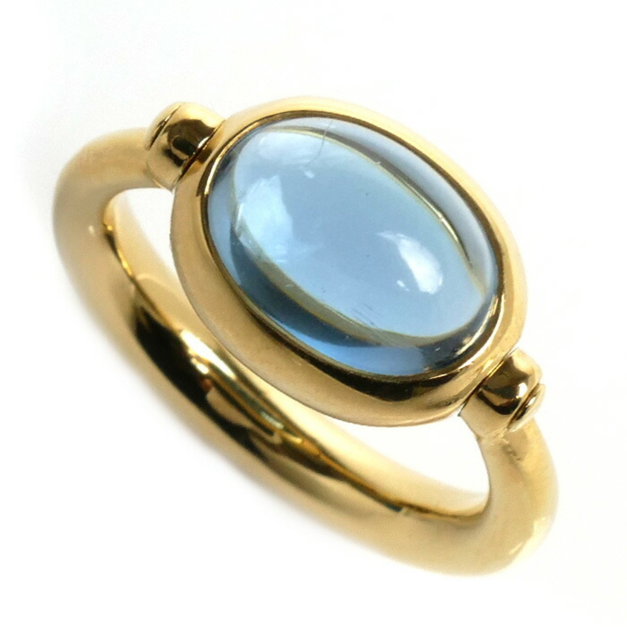 BVLGARI Bvlgari K18YG Yellow Gold Ring, Blue Topaz, 10.3g, Women's