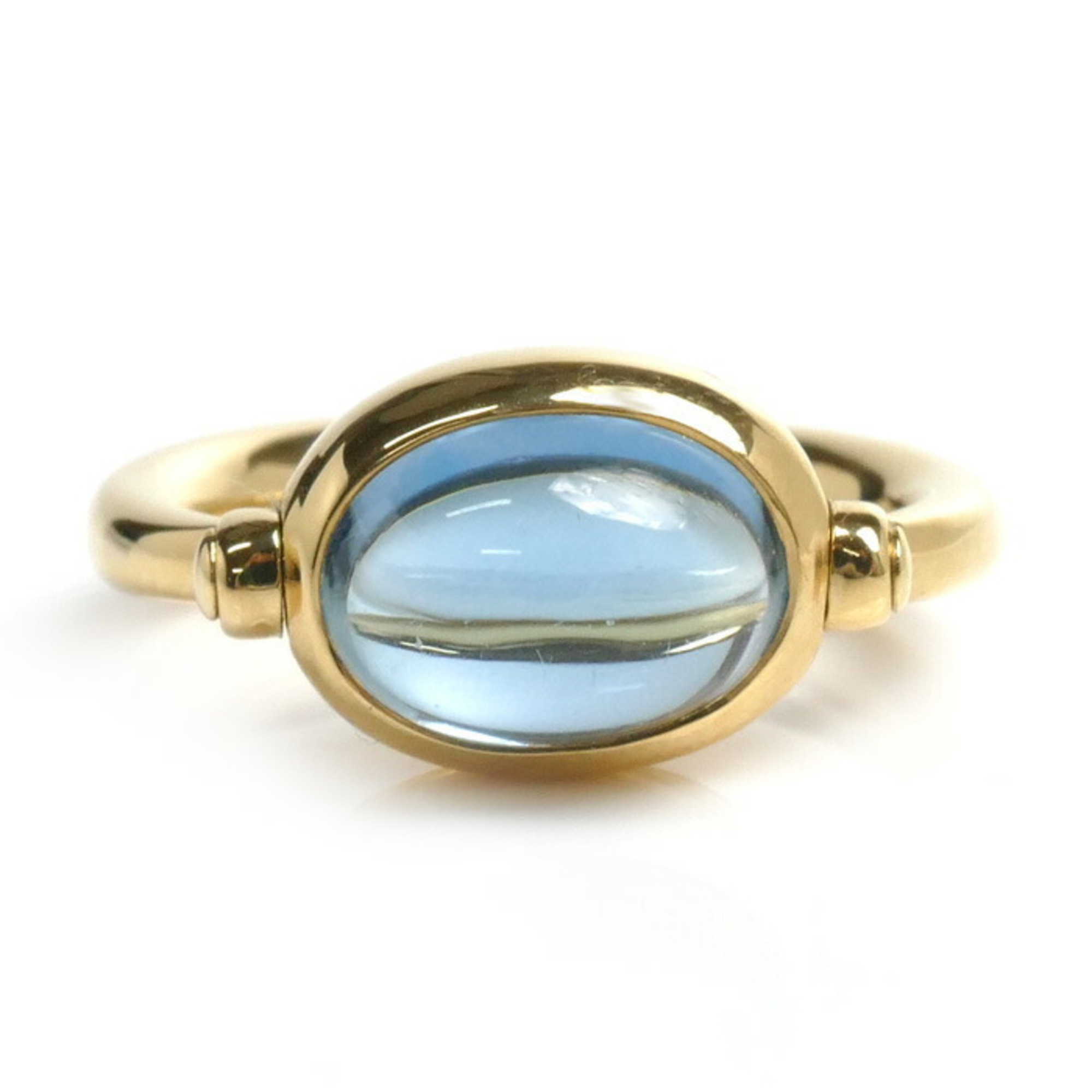 BVLGARI Bvlgari K18YG Yellow Gold Ring, Blue Topaz, 10.3g, Women's