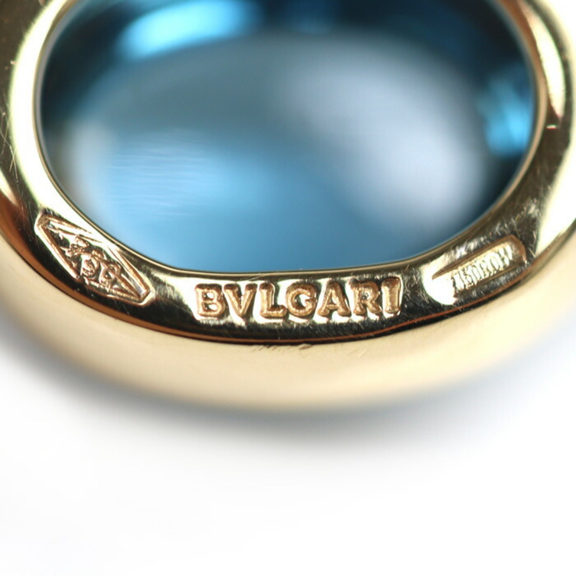 BVLGARI Bvlgari K18YG Yellow Gold Ring, Blue Topaz, 10.3g, Women's