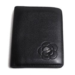 CHANEL Camellia Business Card Holder/Card Case Black Women's