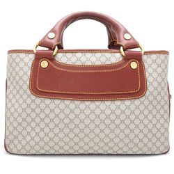 CELINE Boogie Bag YS00 75 Handbag Macadam Canvas x Leather Beige Brown 351244