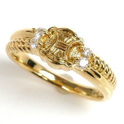 CELINE 18K Yellow Gold Macadam Ring with Diamonds 0.13ct 4.3g for Women