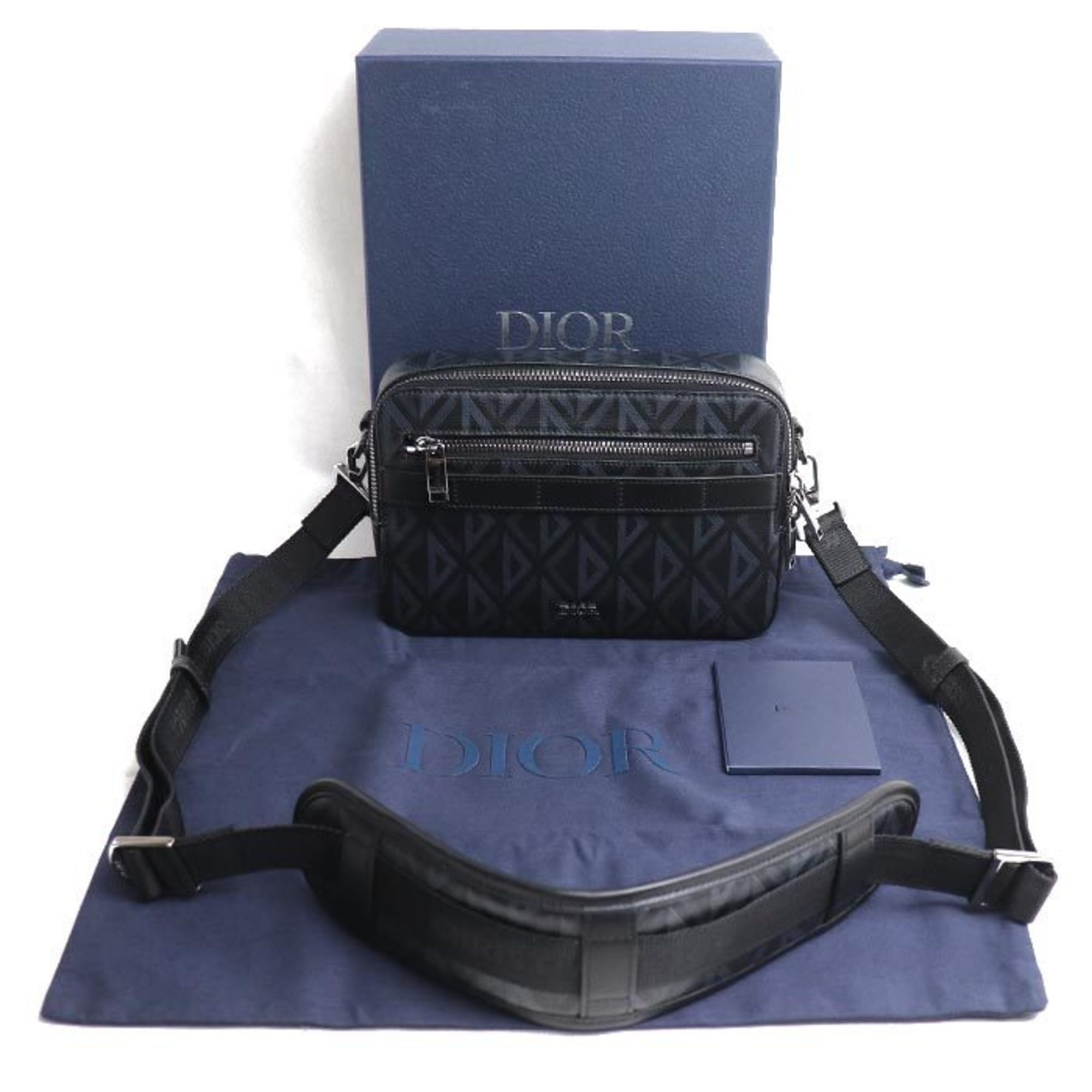 Christian Dior Safari Bag CD Diamond Canvas Shoulder Black 1ESPO206CDP_H43E Men's Women's