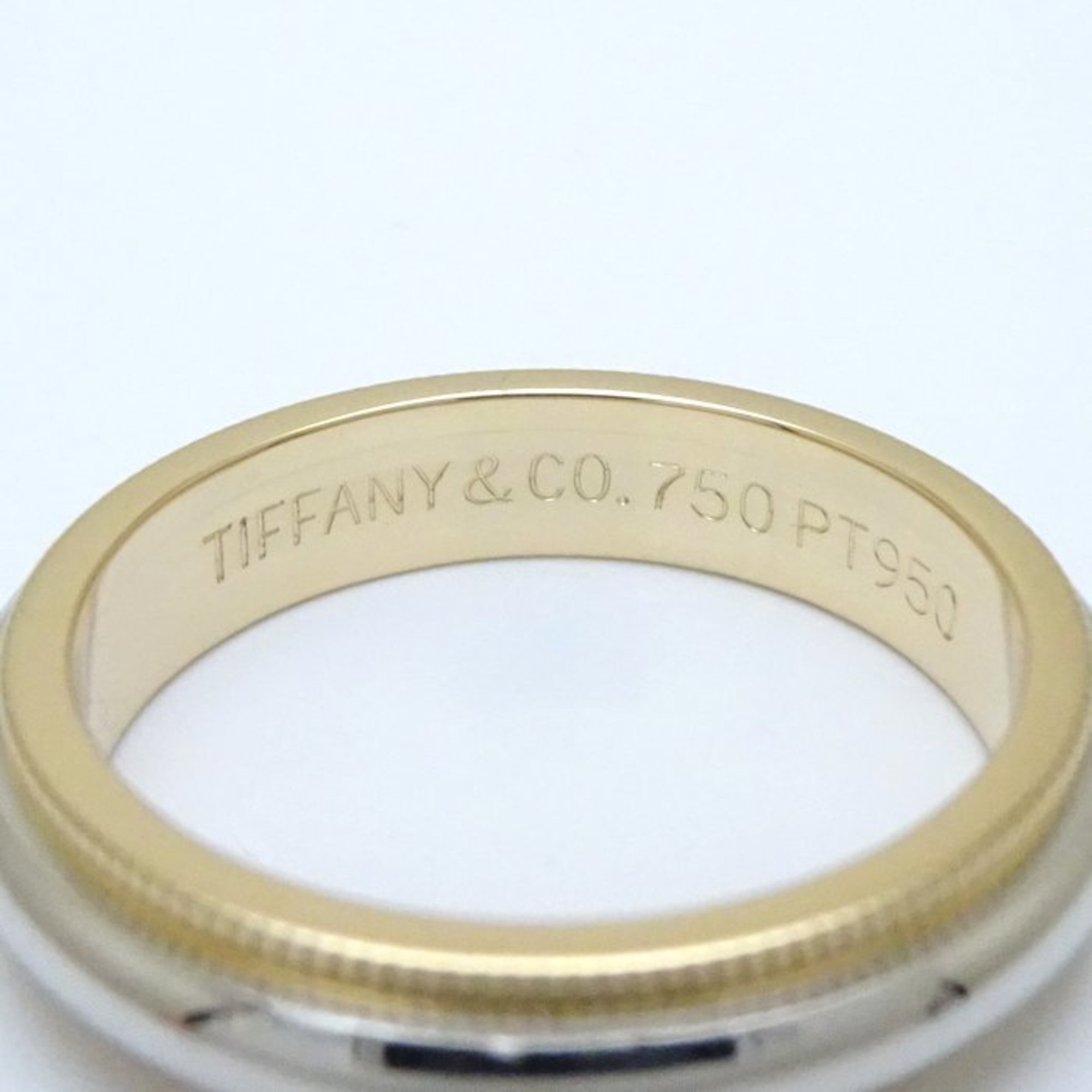TIFFANY & Co. Tiffany Milgrain Band Ring 3.8mm K18YG Yellow Gold x Pt950 Platinum 291858