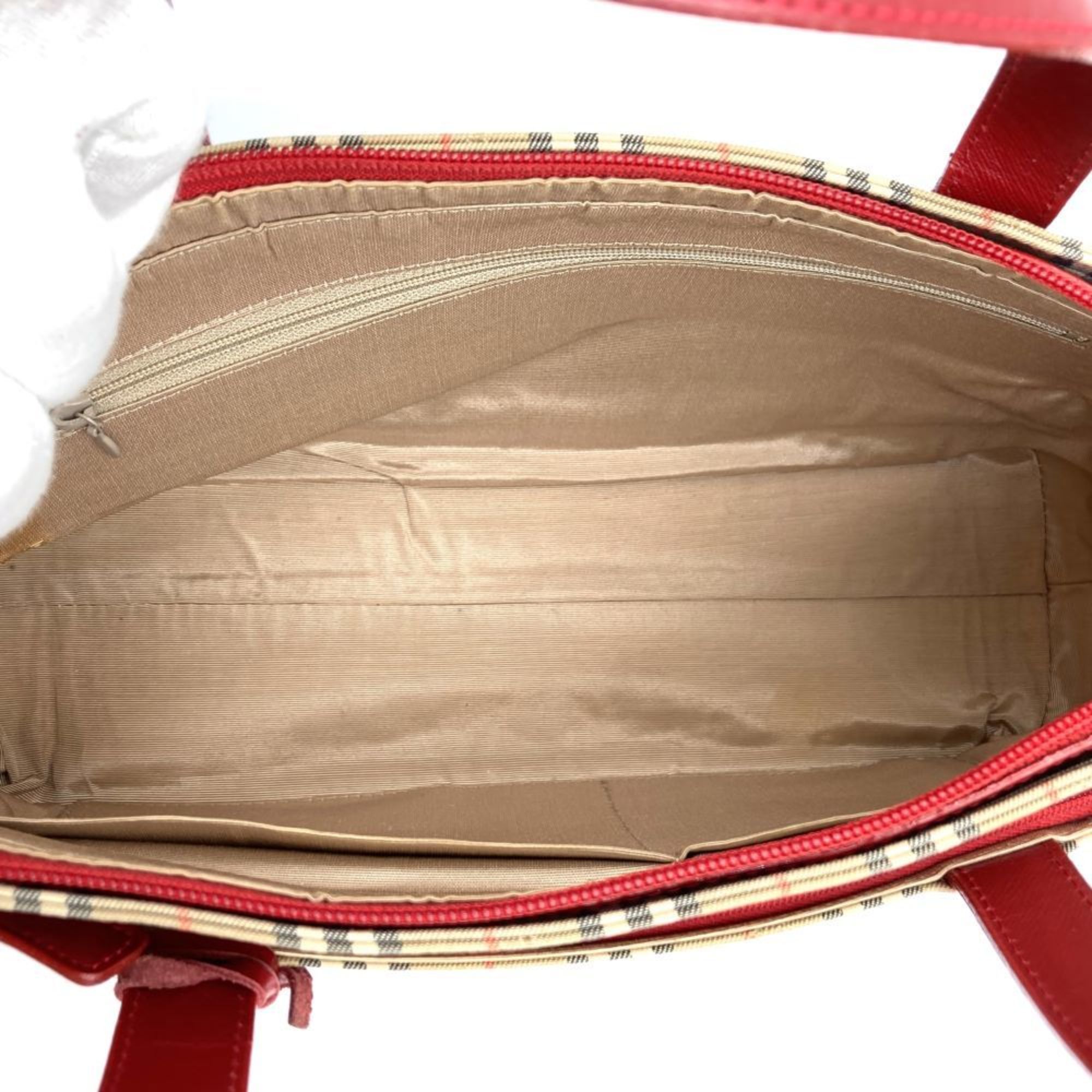 Burberry Handbag Nova Check Shadow Horse Red Canvas Women's BURBERRY