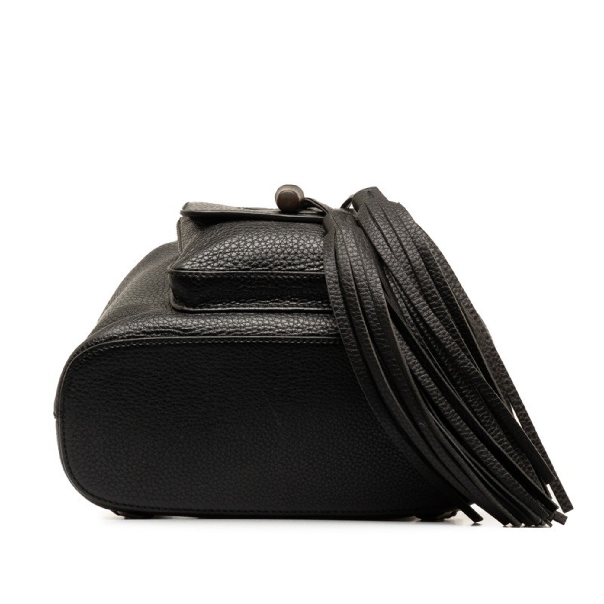 Gucci Bamboo Tassel Backpack 387149 Black Leather Women's GUCCI