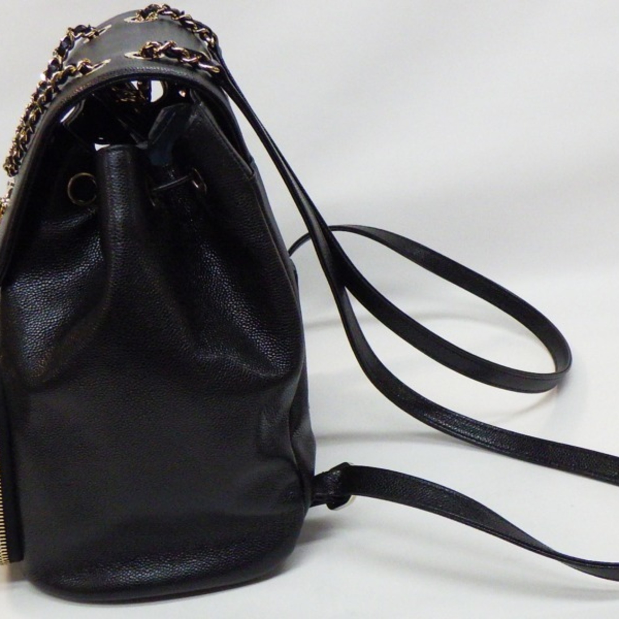 CHANEL Matelasse Backpack Daypack Black Caviar Skin Women's