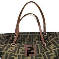 FENDI handbag tote bag Zucca pattern FF brown nylon leather women's