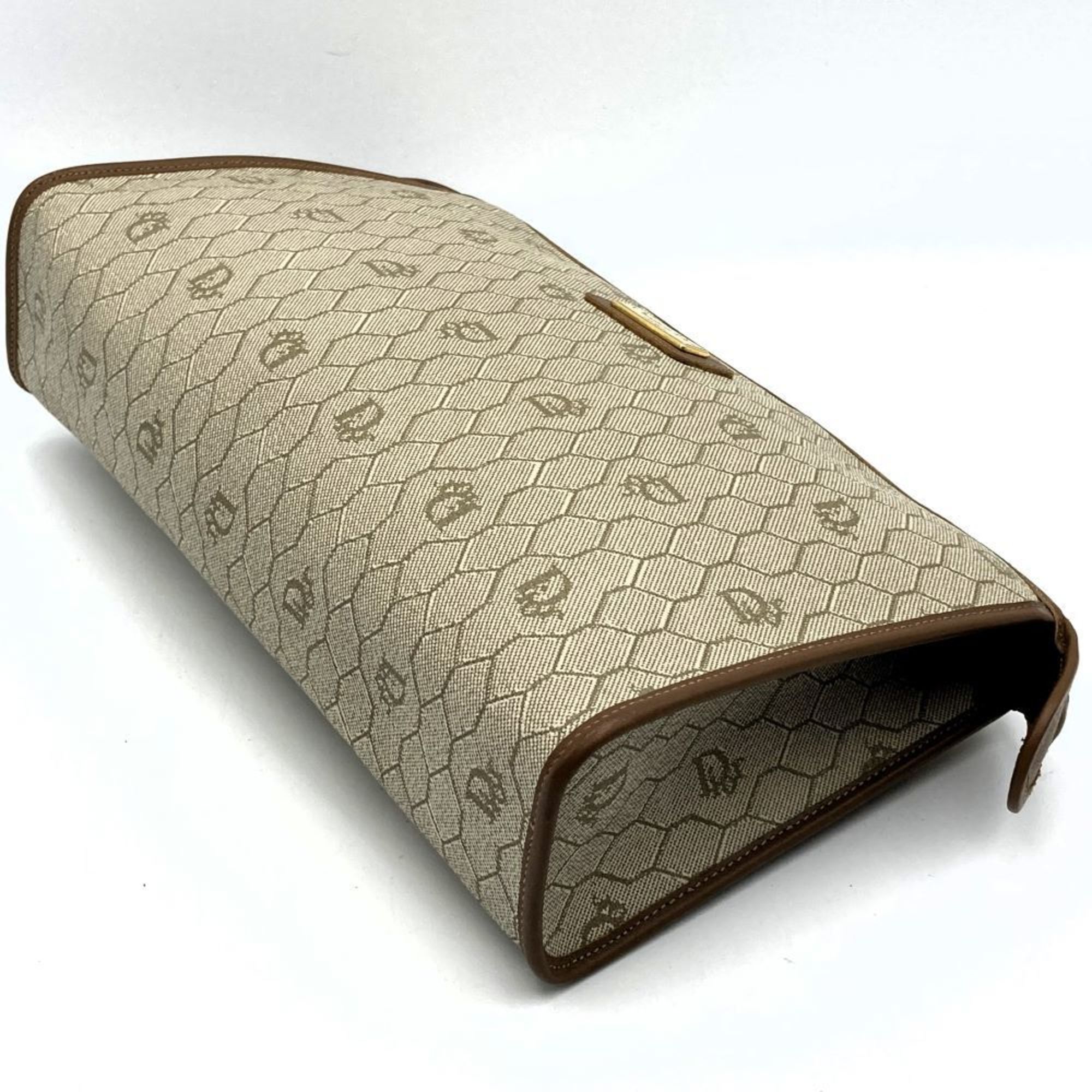 Christian Dior Clutch Bag, Second Honeycomb Pattern, Beige, PVC, Women's,