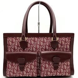 Christian Dior Shoulder Bag Handbag Tote Trotter Wine Red Bordeaux Canvas Leather Women's BOB0012