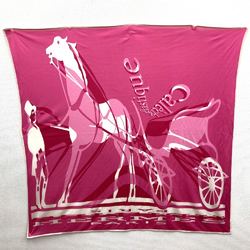 Hermes Scarf Muffler Carre 90 Caleche elastique Elastic Carriage Pink Silk Women's HERMES