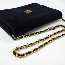 Chanel Mademoiselle Chain Shoulder Bag Black Suede Women's Coco Mark CHANEL