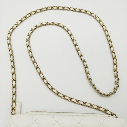CHANEL Matelasse Chain Shoulder Bag White Caviar Skin Women's