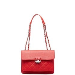 Chanel Matelasse Coco Mark Chain Shoulder Bag Red Lambskin Women's CHANEL