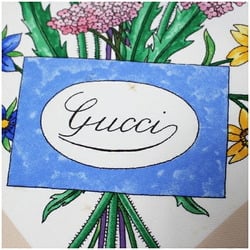 Gucci Silk Scarf Muffler Floral Pattern Cream x Beige GUCCI Women's