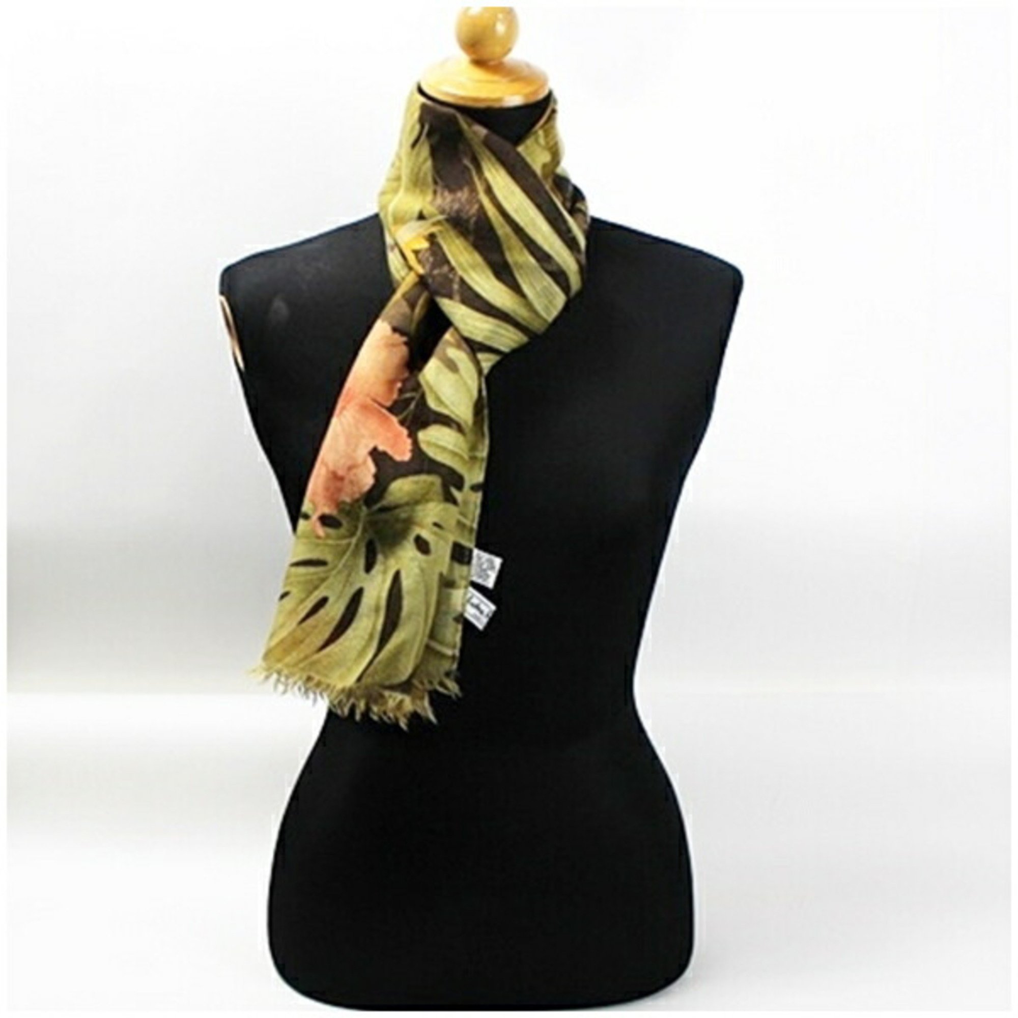 Salvatore Ferragamo Silk x Wool Cashmere Stole Leopard Print Khaki Women's