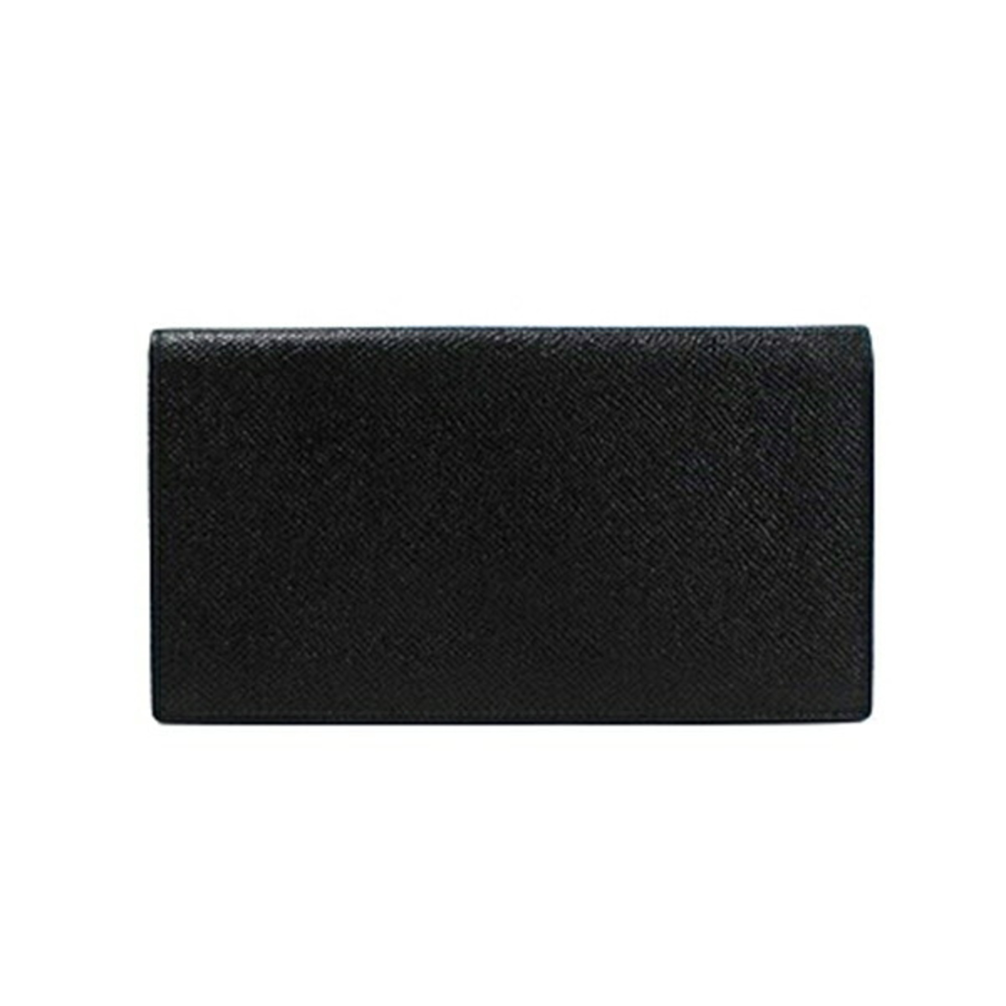 BVLGARI Bi-fold Long Wallet Black Leather