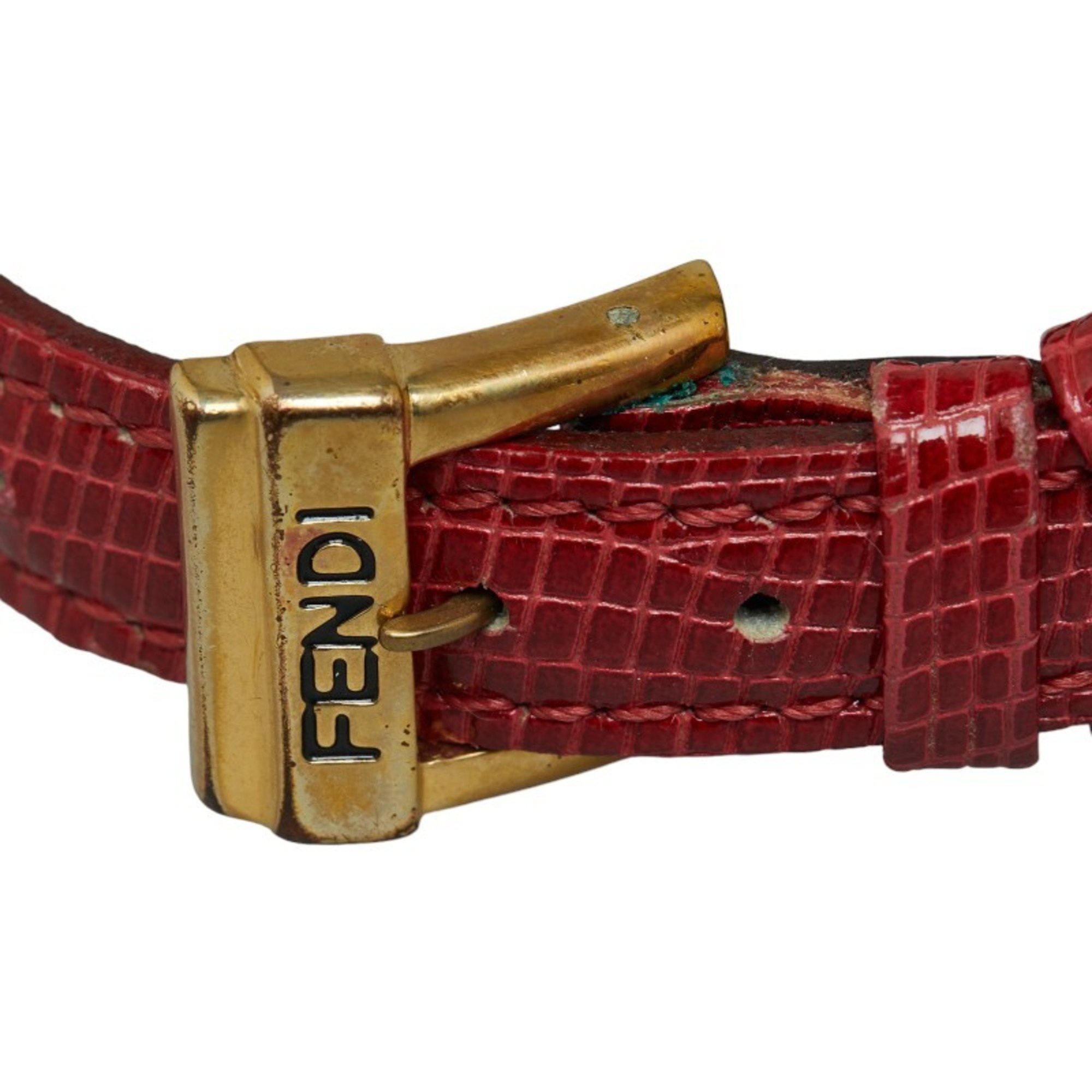 Fendi Oval Face Watch 640L Quartz White Dial Leather Plated Women's FENDI