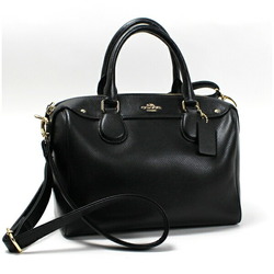 Coach Signature Boston Bag Shoulder Handbag PVC x Leather Black COACH