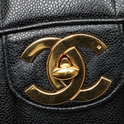 CHANEL Coco Mark Mademoiselle Double Chain Shoulder Bag Black Caviar Skin Women's