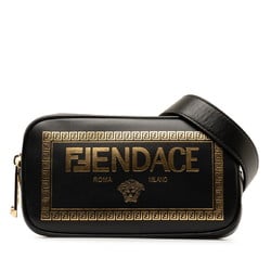 FENDI x Versace FENDACE Fendace Shoulder Bag 7M0285 Black Leather Women's