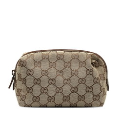 Gucci GG Canvas Pouch 29595 Beige Brown Leather Women's GUCCI