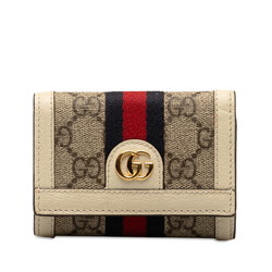 Gucci GG Supreme Ophidia Tri-fold Compact Wallet 644334 Beige White PVC Leather Women's GUCCI