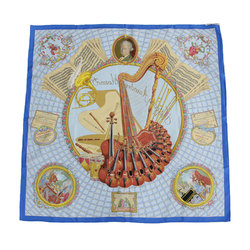 HERMES Carré 90 Silk Scarf Muffler Wolfgang Amadeus Mozart Hymn to Blue Rolotage Finish Women's K4099