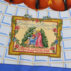 HERMES Carré 90 Silk Scarf Muffler Wolfgang Amadeus Mozart Hymn to Blue Rolotage Finish Women's K4099