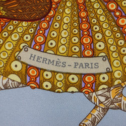 HERMES Hermes Carre 90 Silk Scarf Muffler Grands Fonds Deep Sea Light Blue Black Le Lotage Women's K4099
