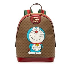 Gucci GG Supreme Sherry Line Small Backpack Doraemon Collaboration 647816 Beige Red PVC Leather Women's GUCCI