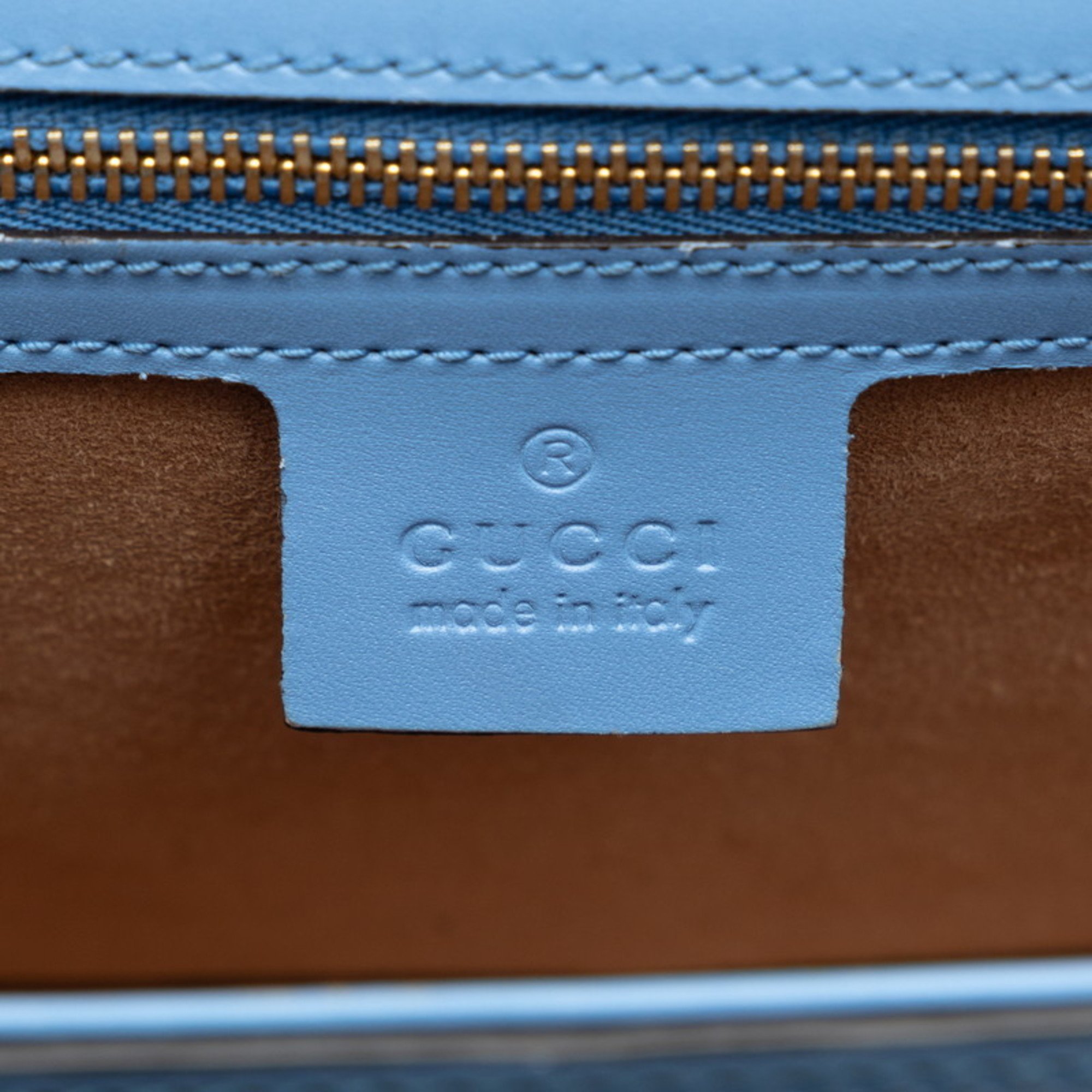 Gucci Sherry Line Sylvie Small Handbag Shoulder Bag 421882 Light Blue Leather Women's GUCCI