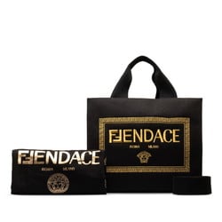 FENDACE La Medusa Tote Bag Shoulder 8BH395 Black Canvas Women's FENDI