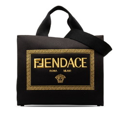 FENDACE La Medusa Tote Bag Shoulder 8BH395 Black Canvas Women's FENDI