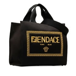 FENDACE La Medusa Tote Bag Shoulder 8BH395 Black Canvas Women's FENDI