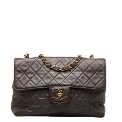 Chanel Matelasse Coco Mark Shoulder Bag Brown Dark Lambskin Women's CHANEL