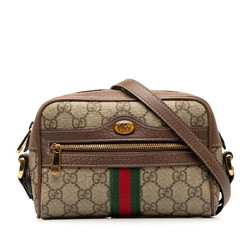 Gucci GG Supreme Ophidia Shoulder Bag 517350 Beige Brown PVC Leather Women's GUCCI