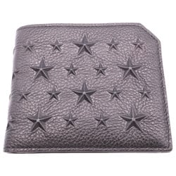 JIMMY CHOO Albany Grainy Leather Wallet with Embossed Stars, Black, Men's Bi-fold