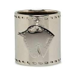 Hermes Horse Motif Scarf Ring Silver Metal Women's HERMES