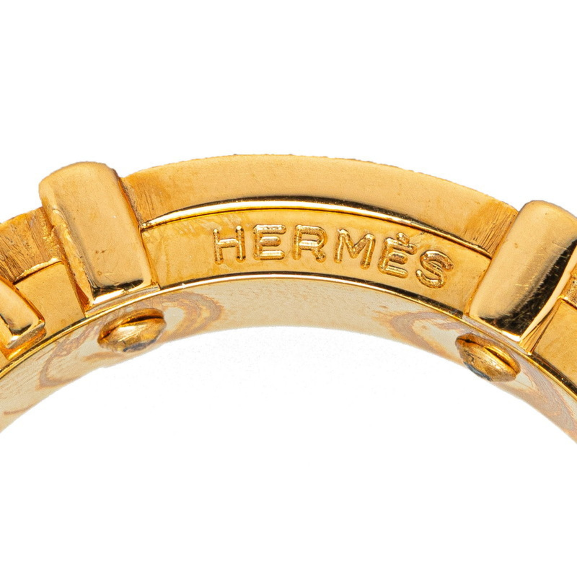 Hermes Boucle Cellier Scarf Ring Red Gold Plated Women's HERMES