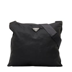 Prada Triangle Plate Shoulder Bag VA0348 Black Nylon Leather Women's PRADA