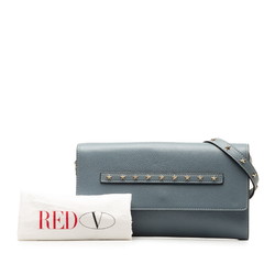 Valentino Studded Shoulder Bag Light Blue Leather Women's