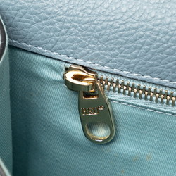 Valentino Studded Shoulder Bag Light Blue Leather Women's