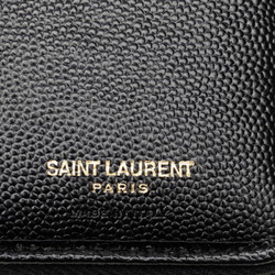 Saint Laurent Bi-fold Wallet Round Fauner Compact GUE403723 Black Leather Women's SAINT LAURENT