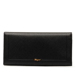 Salvatore Ferragamo Long Wallet Black Leather Women's