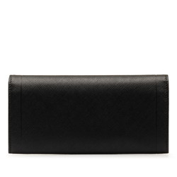 Salvatore Ferragamo Long Wallet Black Leather Women's