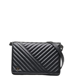 Valentino Quilted Clutch Bag Shoulder Black Leather Women's